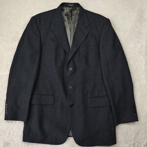Oscar de la Renta Blazer Men's 42L Dark Grey Woven 3 Button Suit Jacket